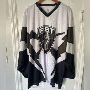 Power-Tek Men's XXL Hockey Jersey Black and White Fist Logo B6